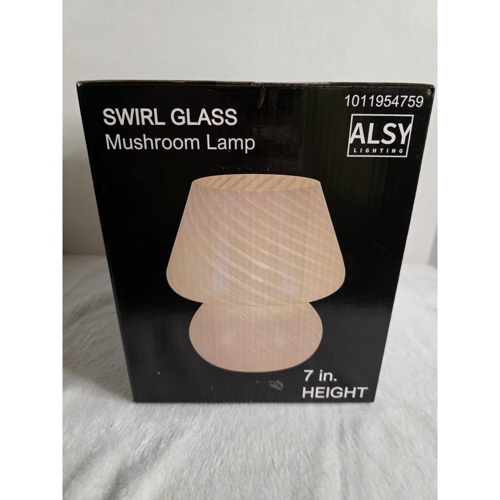 Alsy Mushroom Lamp Swirl White Glass 7"